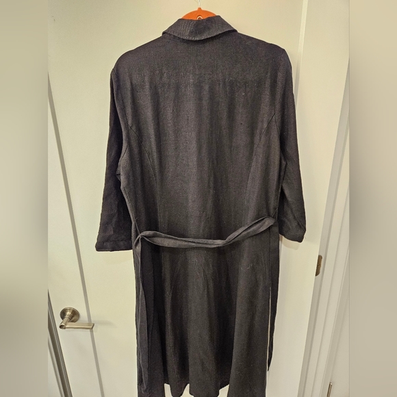 NWOT - Linen - Charter Club - Black Midi Shirt Dress  - Size 16 - Picture 8 of 11